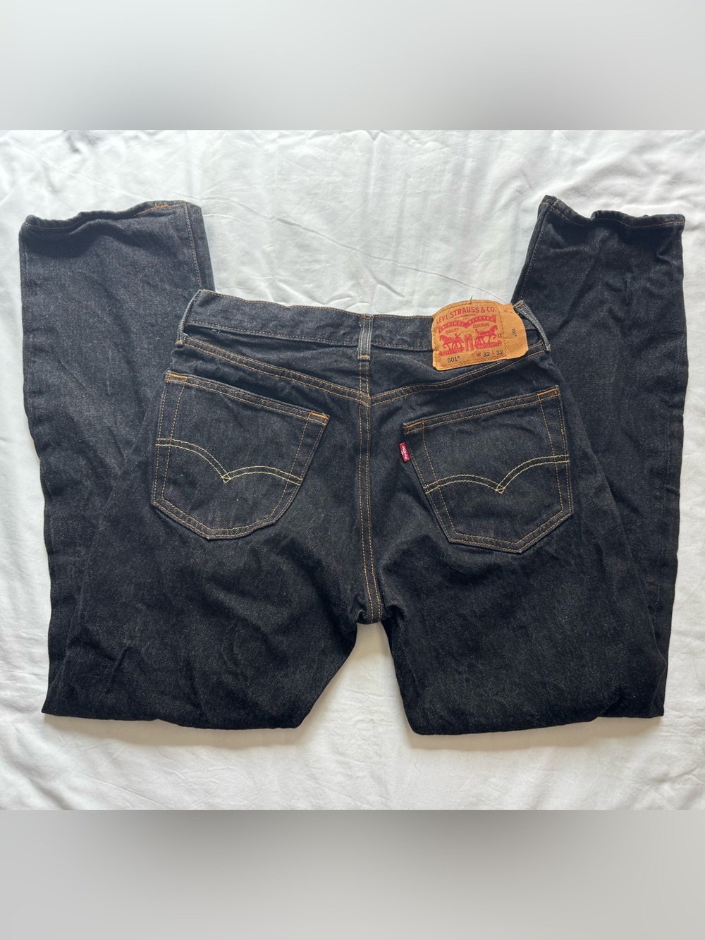 Levis 501 Jeans Mens 32x32 Black Dark Wash Straight Leg Denim Classic Pants